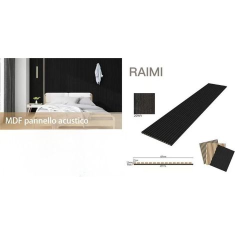 TRADE SHOP - Pannello Acustico Mdf Nero Opaco 21x600x2400 Mm Fonoassorbente A Doghe -