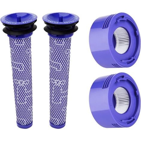 Filterset für die kabellosen Staubsauger Dyson V7, V8 Animal und Absolute, bestehend aus 2 Ersatzfiltern (DY-96566101) und 2 Nachfiltern (DY-96747801).