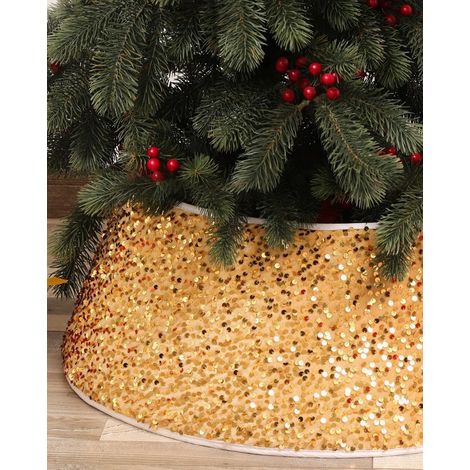 Glitter Christmas Tree Foot Cover, Gold Christmas Tree Skirt for Home Party Decorations (55 x 72 x 26 cm) (1/5)