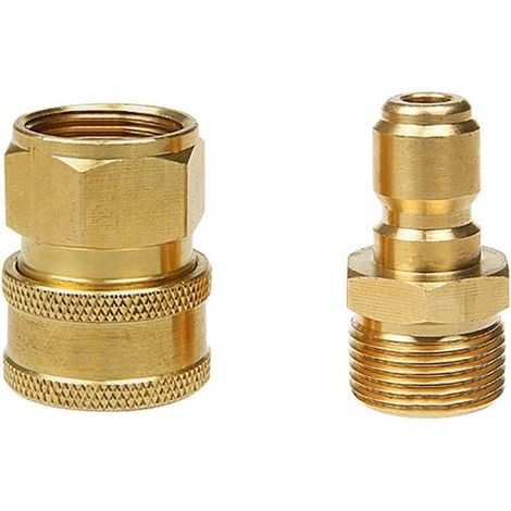 Set di 2 raccordi rapidi in ottone M22 – Raccordi maschio e femmina – Pressione massima 5000 PSI – Accessorio per idropulitrici (1/4)