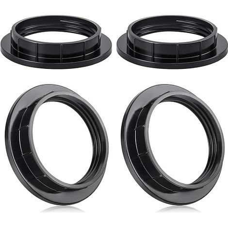 Anneau à vis E27 douille de lampe, Anneau à vis résistant à la chaleur abat-jour ou abat-jour verre, 39MM, Support de lampe plastique Noir (1/5)