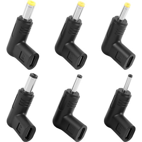 6 Pièces Adaptateur USB C vers DC 90 Degrés, Adaptateur PD 5V pour Ordinateur Portable, Routeur, Chargeur Mobile, Emplacement DC Universel, Embout USB C pour Petit Ventilateur et Lampe Bureau (1/5)