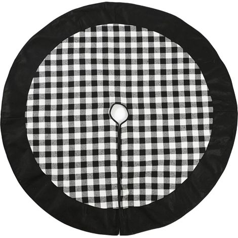 Ardoise - Nappe De Sapin De Noël Ronde - Décoration De Sol Pour Arbre De Noël - Diamètre 120 Cm - Motif Carreaux Noir Et Blanc (1/5)