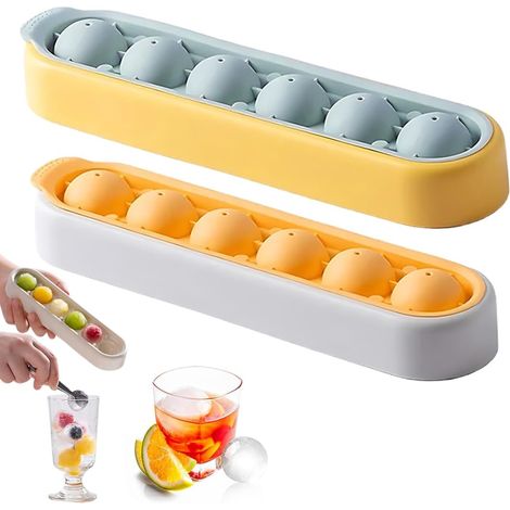 APEX Grand bac à glaçons, ensemble de deux bacs à glaçons en silicone avec couvercle, 6 glaçons carrés, faciles à démouler, peu encombrants et empilables, adaptés au whisky et autres boissons. (1/5)