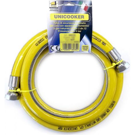 Tubo flexible de gas cocina 1 mt. 1/2" UNICOOKER F/F CE EN 14800 L 100 cm.