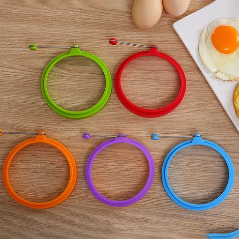 Silikon-Eierringe, antihaftbeschichtet, perfekt für Spiegeleier, Pfannkuchen, Frühstückssandwiches und die Küche (1/5)