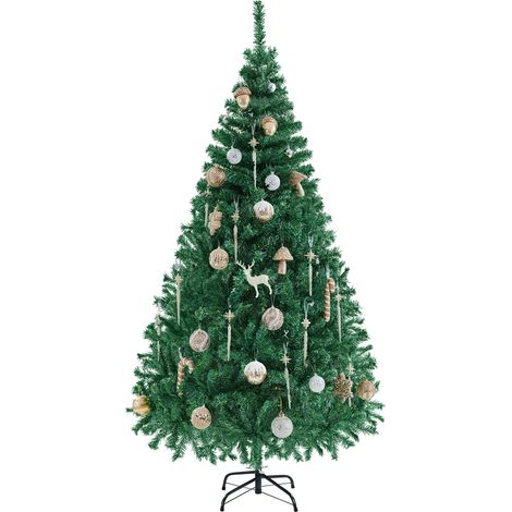 Homevive Árbol de Navidad Artificial de 183 cm con Soporte de Metal Plegable Efecto Realista Abeto Verde Ramas frondoso Alto decoración para casa Tienda (1/5)