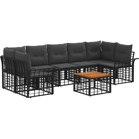 Conjunto de sofás de exterior 8 uds. Negro y Gris oscuro vidaXL (1/5)