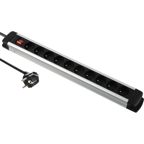 Bloc Multiprise 10 Prises avec Corps en Aluminium, Câbles 3G1,5mm, 2M, Noir (1/4)