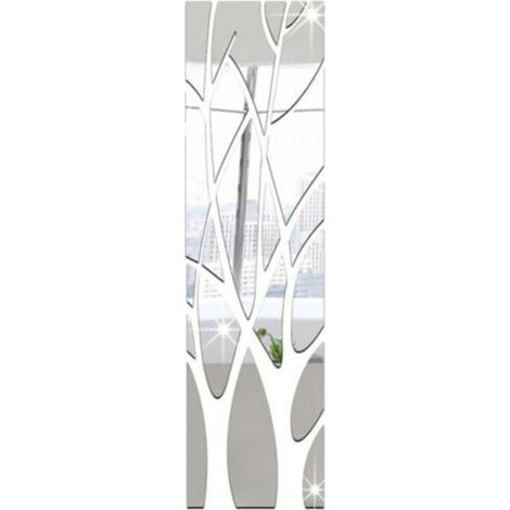 3D-Baumstamm-Spiegel-Wandtattoos, Ast-Spiegel-Wandaufkleber, selbstklebende Spiegelaufkleber, Heimdekoration für Flur, Wohnzimmer, Schlafzimmer, Silber (1/5)