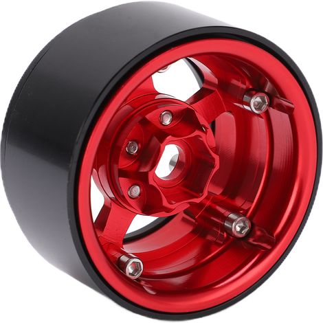 Jantes en alliage aluminium 5 trous 1,9 pouces à blocage perlé, roues RC durables, moyeu noir et rouge. (1/5)