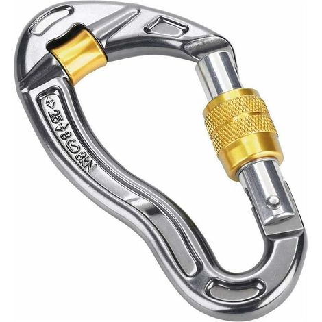 Mousqueton à Verrouillage Crochet de Mousqueton à Verrouillage à Vis 25kn Twist Lock et Heavy Duty pour l'escalade en Rappel L'alpinisme Jaune (1/5)