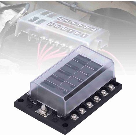Adatto per scatole portafusibili a lama a 12 vie, 32 V, prigionieri M5, coperchio in plastica, con indicatore LED.