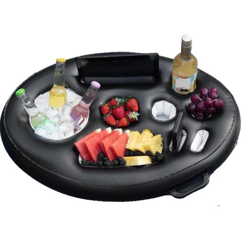 Gonflable Porte Gobelet Piscine, Bar Flottant Piscine 9 Trous avec Corde Traction, 2 en 1 Grand Plateau Piscine 75X50 Porte-Gobelet Flottant Portable pour Adultes Plateau Apero Piscine (1/5)