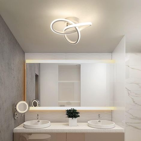 Plafonnier LED, 22 w 2500 lm Lumière Plafond Design Forme de Trèfle, Lustre Moderne Blanc 3000 k pour Chambre Cuisine Balcon Salon Couloir Dia 24 cm, en Métal (1/5)