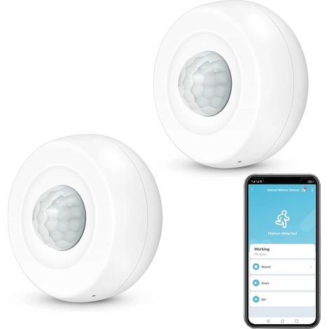 Détecteur de Mouvement Intelligent, WiFi détecteur de Mouvement Infrarouge pour la sécurité à Domicile, détecteur de Mouvement contrôle à Distance app, Prise en Charge de la Commande vocale.2PCS (1/5)