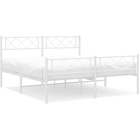 Maison Exclusive - Giroletto con Testiera e Pediera Metallo Bianco 135x190 cm (1/5)