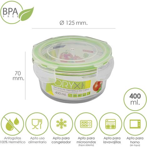 Recipiente Hermetico Cristal Redondo 400 ml. Ø 125 x 7 (alt) cm. (1/5)