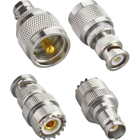 Kit Adaptateur BNC vers UHF 4Pièces BNC vers PL259 Adaptateur BNC vers SO239 Adaptateur CB Radio Antenna Adaptateur UHF vers BNC Mâle Femelle BNC vers UHF Mâle Femelle pour CB Ham Radio (1/5)