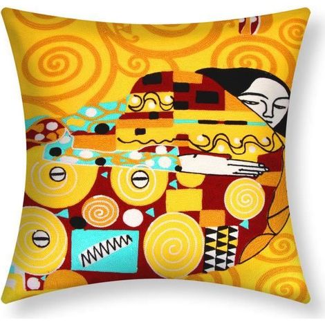 Housse de Coussin - AVIZAR - Lot de 2 - 45x45 cm - Multicolore - Brodée - Design Contemporain (1/5)