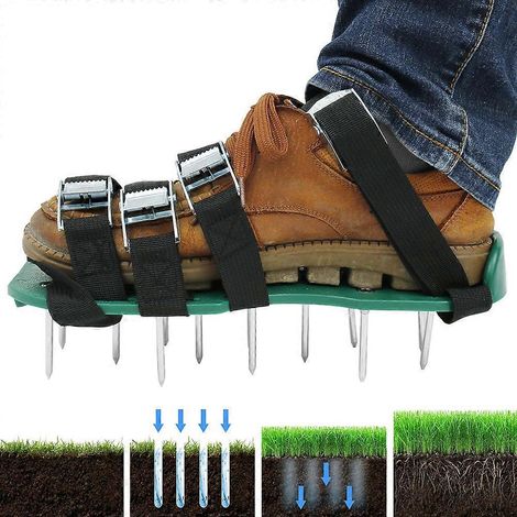 Chaussures oxygénatrices pour pelouse, laçage ajustable, sandales oxygénatrices manuelles réutilisables, crampons antidérapants, compatibles avec toutes les chaussures et bottes de jardin. (1/5)