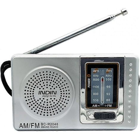 Radio portable de poche avec antenne télescopique, mini radio multifonction AM/FM alimentée par piles pour les personnes âgées (1/5)