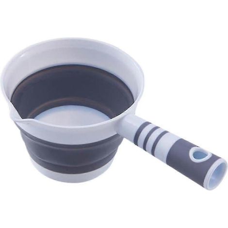 Cuillère à eau pliable et portable en plastique avec poignée, accessoire de cuisine, évier, douche, shampoing et jardinage (gris clair)