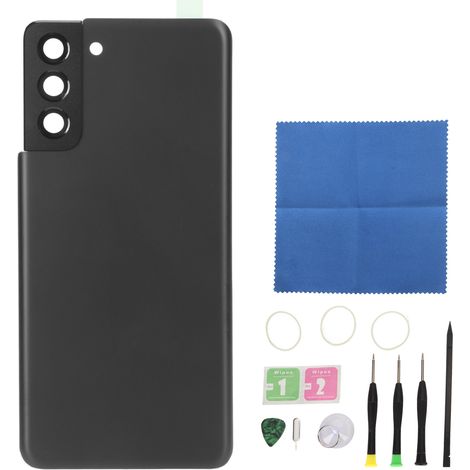 Verre de remplacement pour S21 Plus Coque arrière Kit de réparation avec objectif caméra préinstallé adhésif noir (1/5)