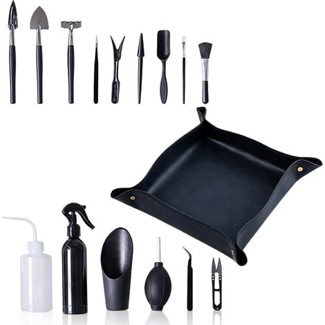 Kit Jardinage Bonsaï 16 Pièces - Acier Et Tissu Oxford - Avec Tapis Rempotage - Pour Plantes Succulentes Et Intérieur (1/5)