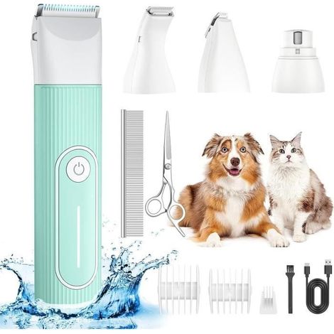 Professioneller 4-in-1-Hundehaartrimmer, leise Hundehaartrimmer, wasserdicht (IPX7), kabelloser Trimmer mit USB-Aufladung (1/4)