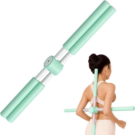 Baton De Yoga Télescopique - Correcteur De Posture Rotatif - Pour Pilates Musculation Et étirements - Réglable Pour Adultes Et Enfants (1/5)