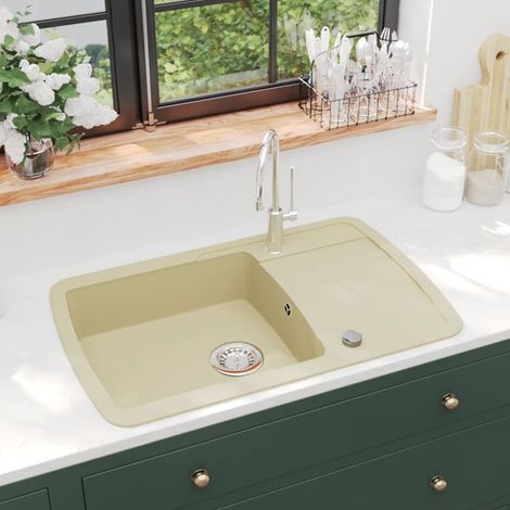 Évier en granit, une cuve, beige
