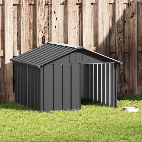 vidaXL Niche pour chien Anthracite 116,5x103x81,5 cm Acier galvanisé (1/5)
