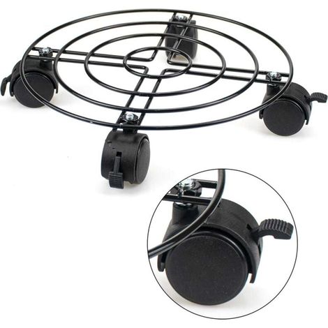Carrello portavasi in metallo con ruote, 26,6 cm, supporto per piante da interno, portavasi mobile (1/4)
