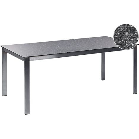 Tavolo da pranzo da giardino a 6 posti 180 x 90 cm Piano in vetro temperato nero Struttura in acciaio inox Cosoleto