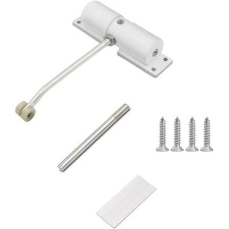 Automatic Door Closer Adjustable Outdoor Door Closer Spring Door Closer Automatic Door Closer for Interior Door Brake Garden Door Round Lock White (1/5)