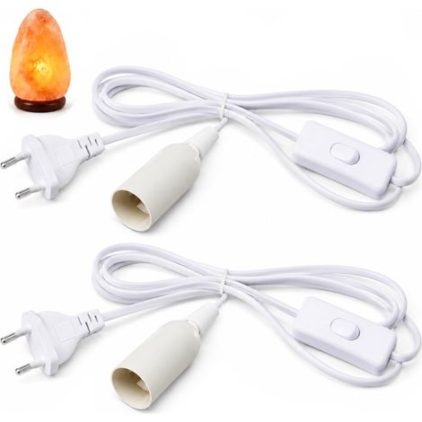2 x Salt Lamp Cables with Switch E14, Switch and FR Socket, 1.8 m, PVC Insulation and Copper Wire, Versatile Bracket, Home and Indoor Lighting, Easy Installation (1/5)
