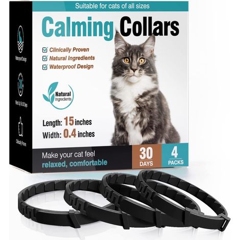 Colliers apaisants pour chats et chiens - Lot de 4, noirs pour chats. (1/4)