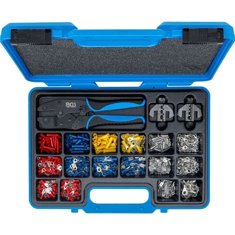 Set di pinze a crimpare BGS con 2 paia di ganasce e assortimento di terminali 1000 pezzi - 1411 (1/4)