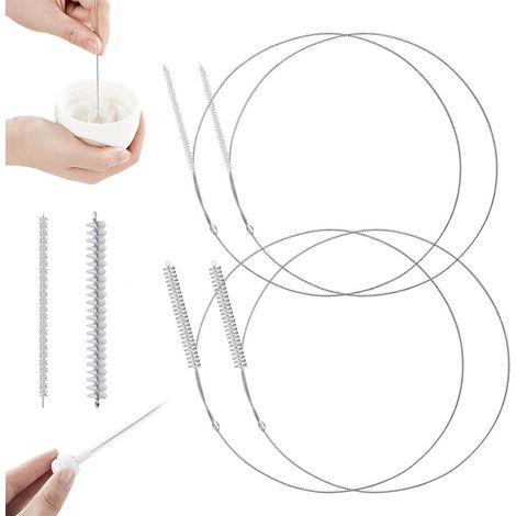 Set mit 4 Reinigungsbürsten, 100 cm lang, mit 12 mm und 6 mm (Zoll) großen, weichen Nylonköpfen, weiß