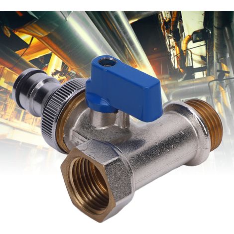 Adaptateur d'alimentation en eau avec vanne à bille quart de tour, vanne d'arrêt d'angle en laiton, filetage intérieur G1/2 pouce x filetage extérieur G1/2 pouce x interface à filetage extérieur NPT 3 (1/5)