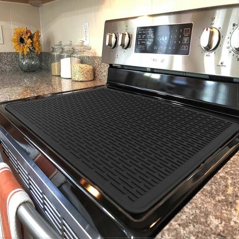 Tapis de protection extra-large en silicone pour plaques de cuisson - Protection résistante à la chaleur pour plaques électriques, tapis d'égouttage antidérapant pour la cuisine (1/5)