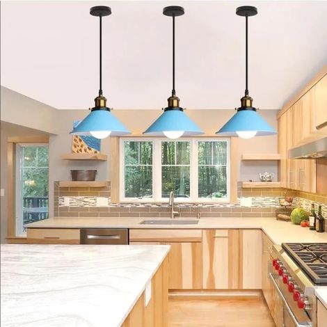Lot de 3 Lustre Industrielle,Lampe Suspension Moderne Vintage en Métal Style Nordique pour Salon Chambre (1/4)