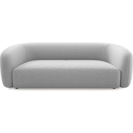 BAHIA 3 - Canapé droit en tissu bouclette 3 places Gris clair (1/5)