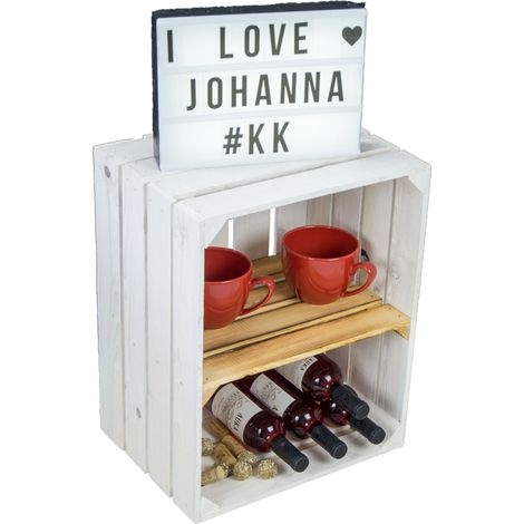 Obstkistenregal "Johanna" - weiß - Mittelbrett - geflammt -QUER (1/2)