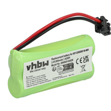 vhbw Ni-MH Akku 800mAh (2.4V) kompatibel mit schnurlos Festnetz Telefon Motorola B8, B801, B802, B803, B804, K3, K301, K302, K303 Ersatz für BATT-6010, BT184342.