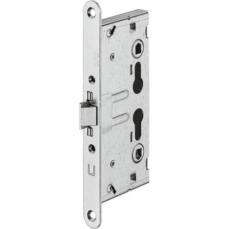 serrure à mortaiser porte d'entrée palière coupe-feu cylindre profil européen, largeur de têtière : 24 mm, axe 65 mm, acier (1/2)