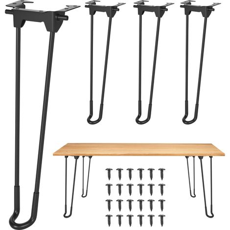 4 Pcs Pied de Meuble Pliables, 32cm DIY Pieds de Table en épingle Métal, DIY Pieds de Meuble pour Tables Basses, Bars, armoires (1/5)