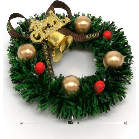 Puppenhauszubehör – 6 cm Miniatur-Weihnachtskranz für Tür – Gartendekoration (1/5)
