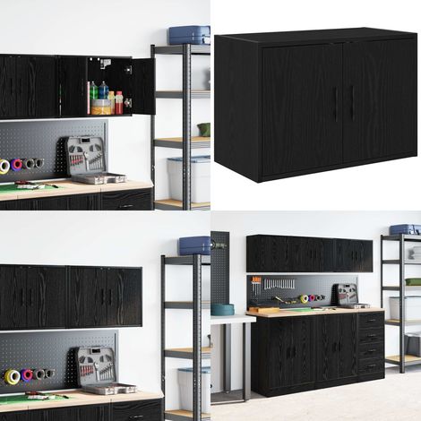 vidaXL Garagen-Wandschrank Schwarz Holzwerkstoff (1/5)